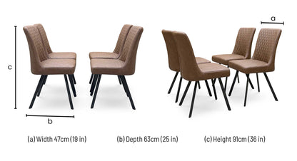 'Earth' Tan Brown Faux Leather Set of 4 Dining Chairs