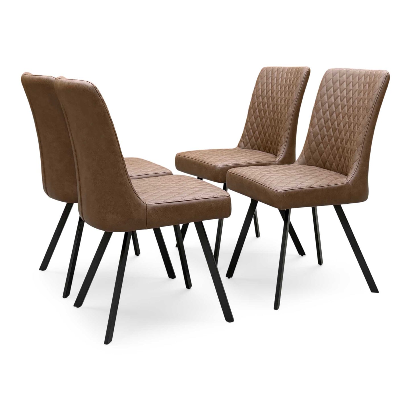 'Earth' Tan Brown Faux Leather Set of 4 Dining Chairs