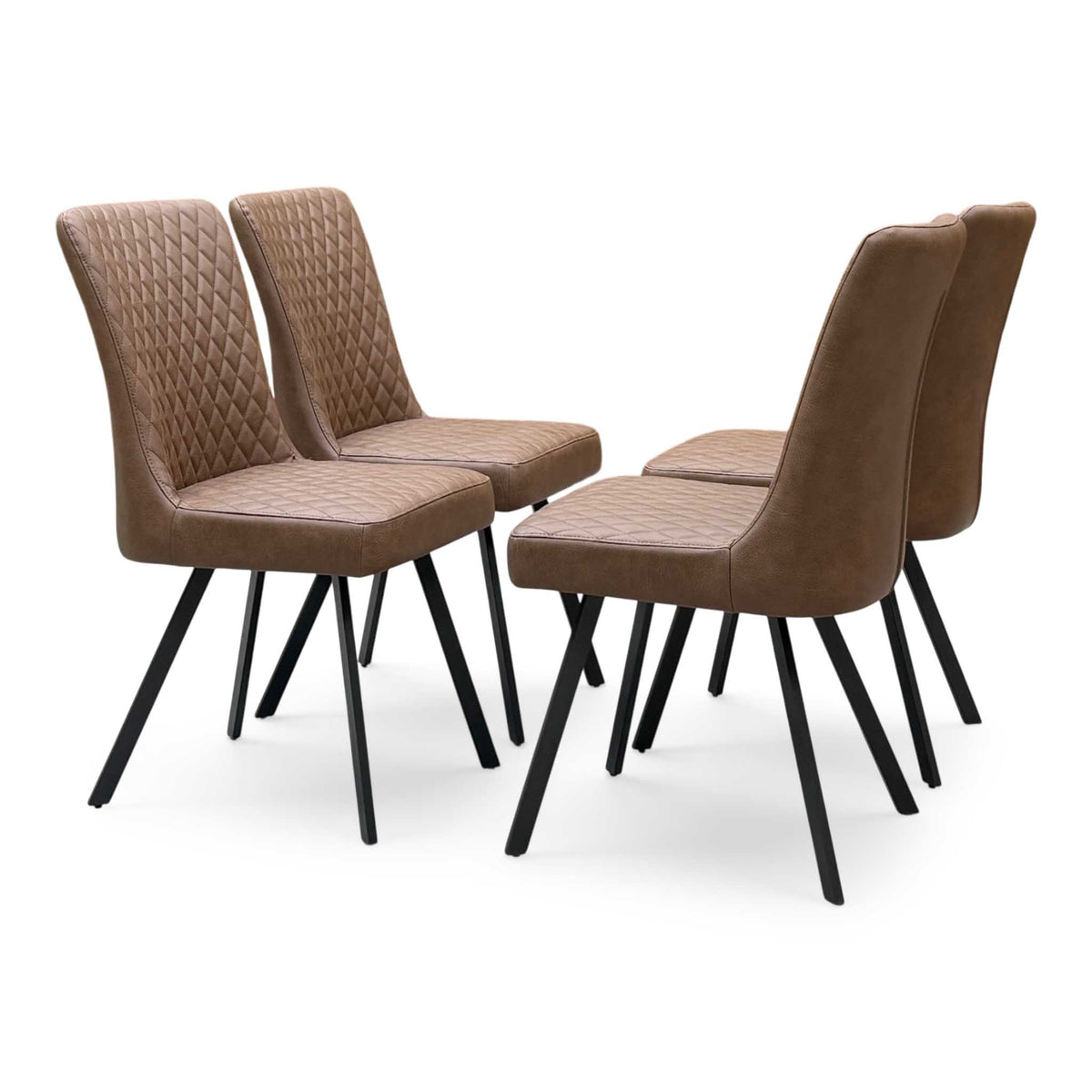 'Earth' Tan Brown Faux Leather Set of 4 Dining Chairs