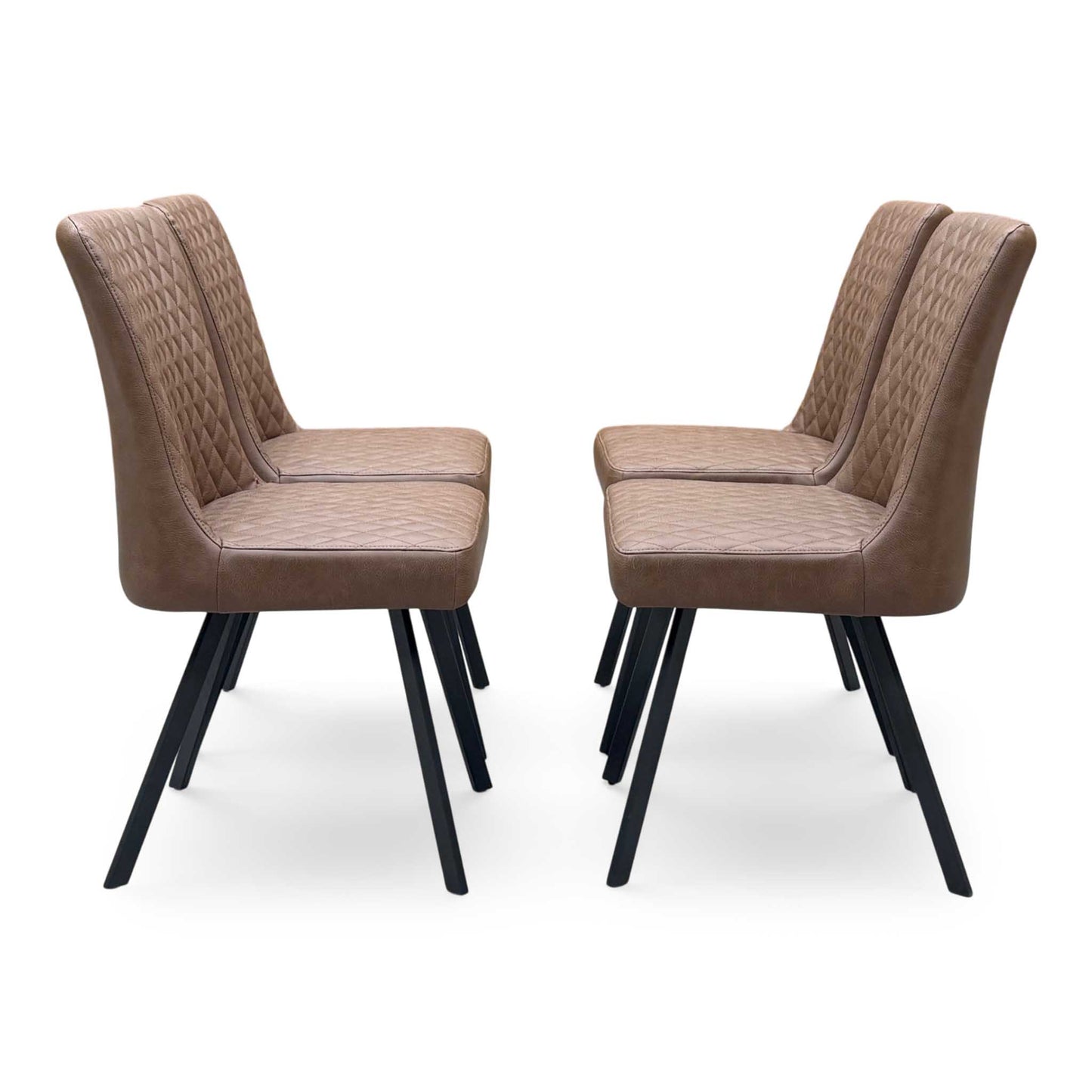 'Earth' Tan Brown Faux Leather Set of 4 Dining Chairs