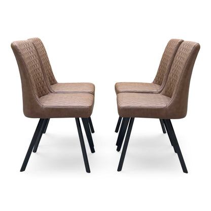 'Earth' Tan Brown Faux Leather Set of 4 Dining Chairs
