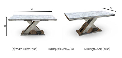 ‘Dolce’ Real Marble Large 180cm Fixed Dining Table