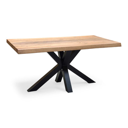 Bodahl ‘Terra’ 1 Oil Solid Oak Raw Edge 160cm Dining Table with Metal Star Base
