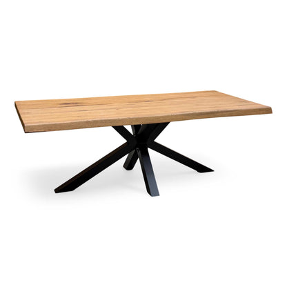 ‘Bodahl ‘Njord’ 6 Bassano Solid Oak Raw Edge 220cm Dining Table with Metal Star Base