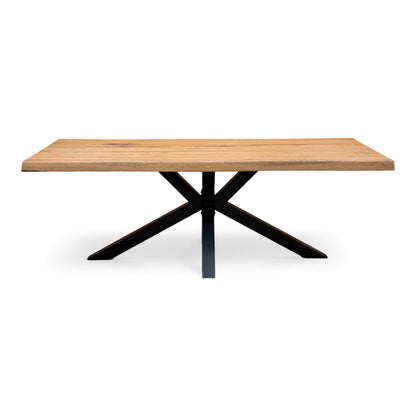 ‘Bodahl ‘Njord’ 6 Bassano Solid Oak Raw Edge 220cm Dining Table with Metal Star Base
