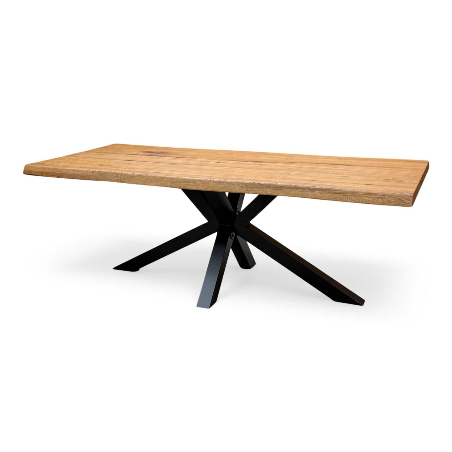 ‘Bodahl ‘Njord’ 6 Bassano Solid Oak Raw Edge 220cm Dining Table with Metal Star Base