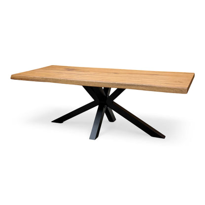 ‘Bodahl ‘Njord’ 6 Bassano Solid Oak Raw Edge 220cm Dining Table with Metal Star Base