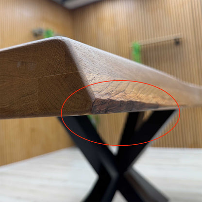 ‘Bodahl ‘Njord’ 6 Bassano Solid Oak Raw Edge 220cm Dining Table with Metal Star Base