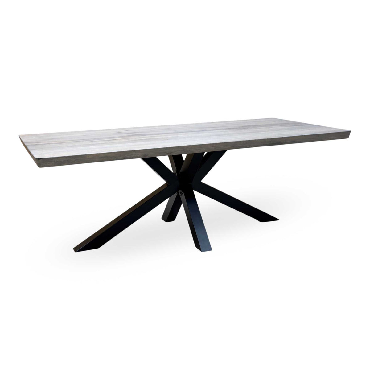 Bodahl 'Athena' 8 Vintage Grey Solid Oak Soft Edge 220cm Dining Table with Metal Star Base