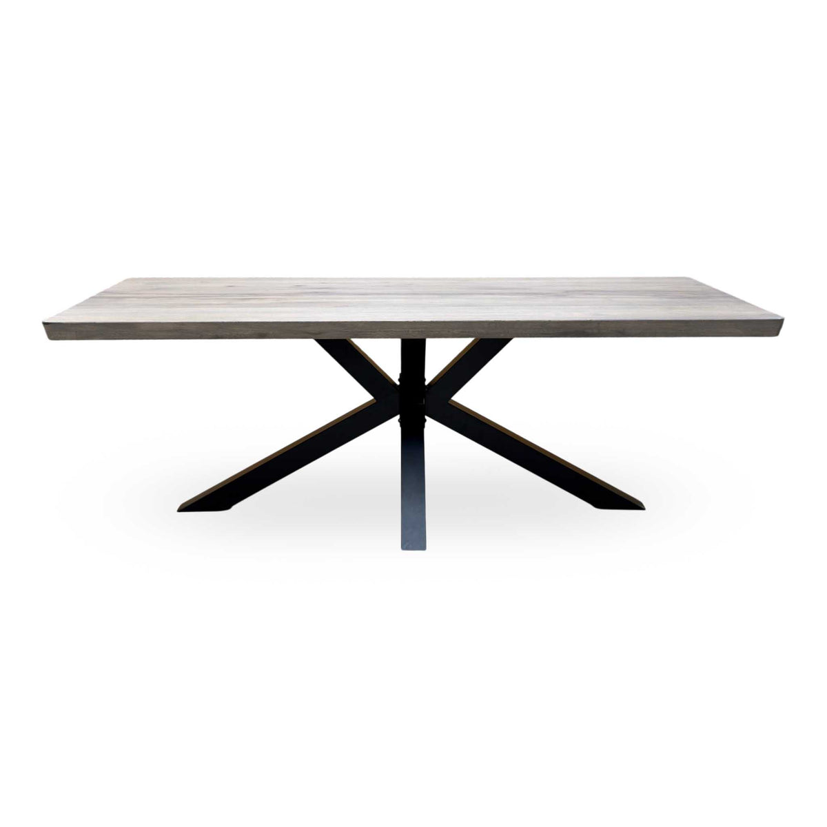 Bodahl 'Athena' 8 Vintage Grey Solid Oak Soft Edge 220cm Dining Table with Metal Star Base