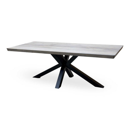 Bodahl 'Athena' 8 Vintage Grey Solid Oak Soft Edge 220cm Dining Table with Metal Star Base