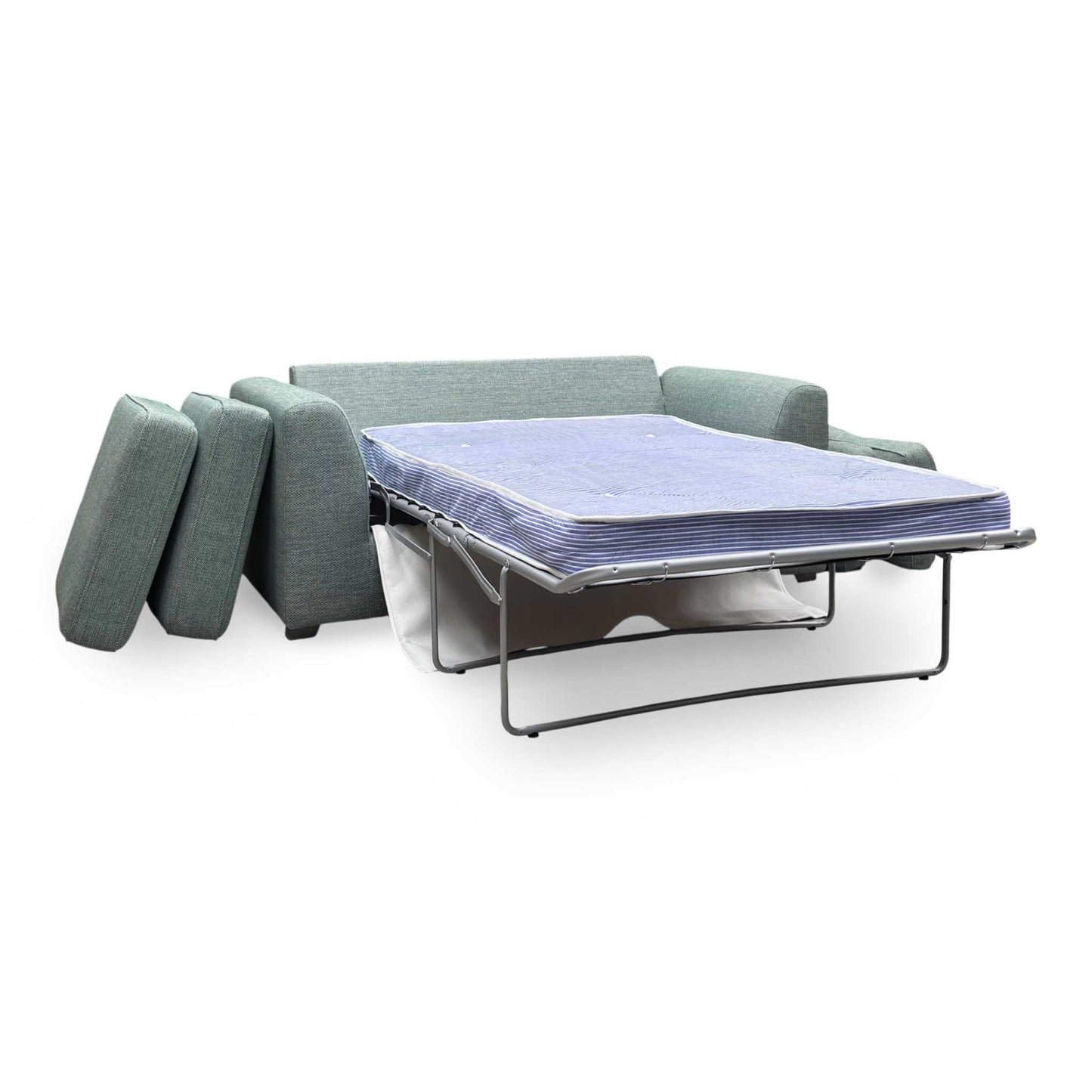 ‘Lorella’ Duck Egg Blue Fabric Formal Back Large 2 Seater Deluxe Sofa Bed