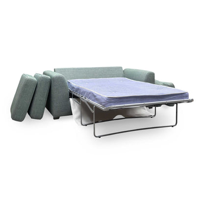 ‘Lorella’ Duck Egg Blue Fabric Formal Back Large 2 Seater Deluxe Sofa Bed