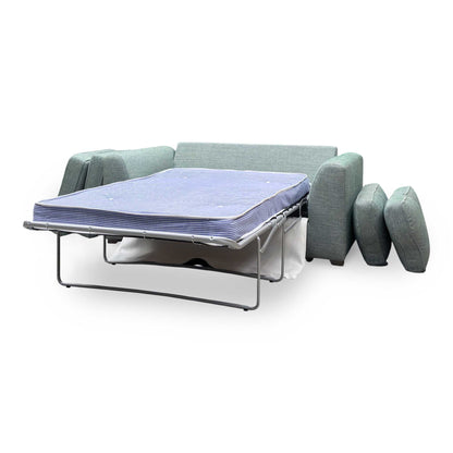 ‘Lorella’ Duck Egg Blue Fabric Formal Back Large 2 Seater Deluxe Sofa Bed