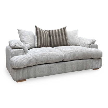 ‘Celine’ Mink and Mocha Jumbo Cord Fabric 3 Seater Pillow Back Deluxe Sofa Bed