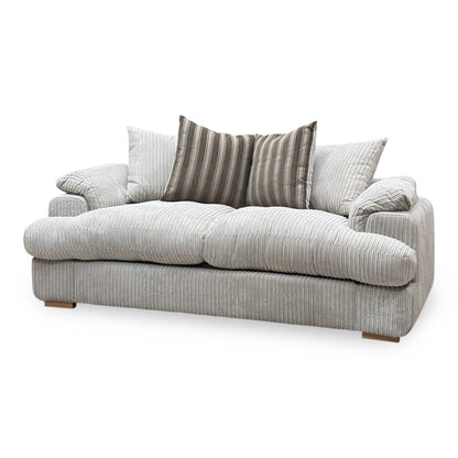 ‘Celine’ Mink and Mocha Jumbo Cord Fabric 3 Seater Pillow Back Deluxe Sofa Bed