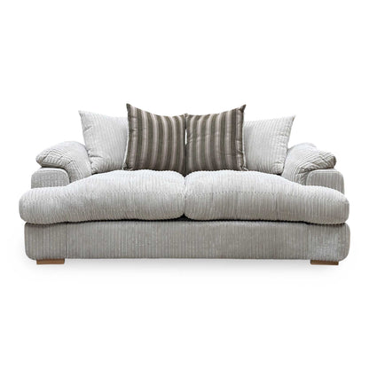 ‘Celine’ Mink and Mocha Jumbo Cord Fabric 3 Seater Pillow Back Deluxe Sofa Bed
