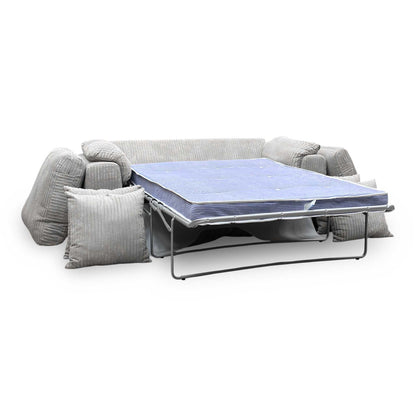 ‘Celine’ Mink and Mocha Jumbo Cord Fabric 3 Seater Pillow Back Deluxe Sofa Bed
