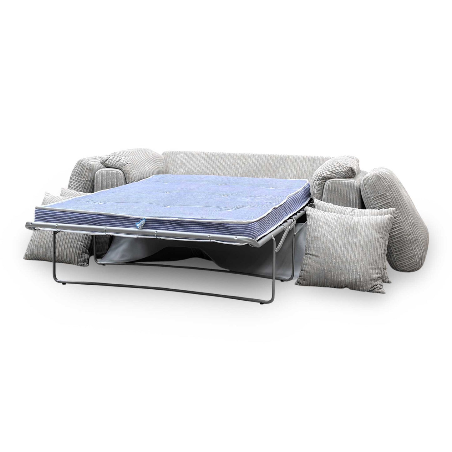 ‘Celine’ Mink and Mocha Jumbo Cord Fabric 3 Seater Pillow Back Deluxe Sofa Bed