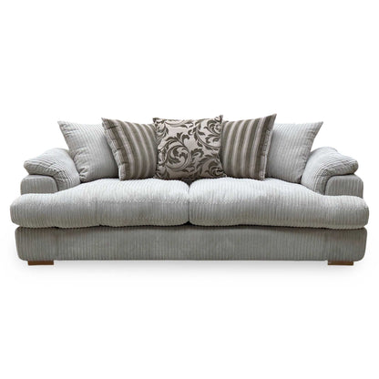 ‘Celine’ Mink and Mocha Jumbo Cord Fabric 4 Seater Pillow Back Sofa