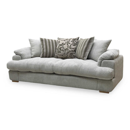 ‘Celine’ Mink and Mocha Jumbo Cord Fabric 4 Seater Pillow Back Sofa