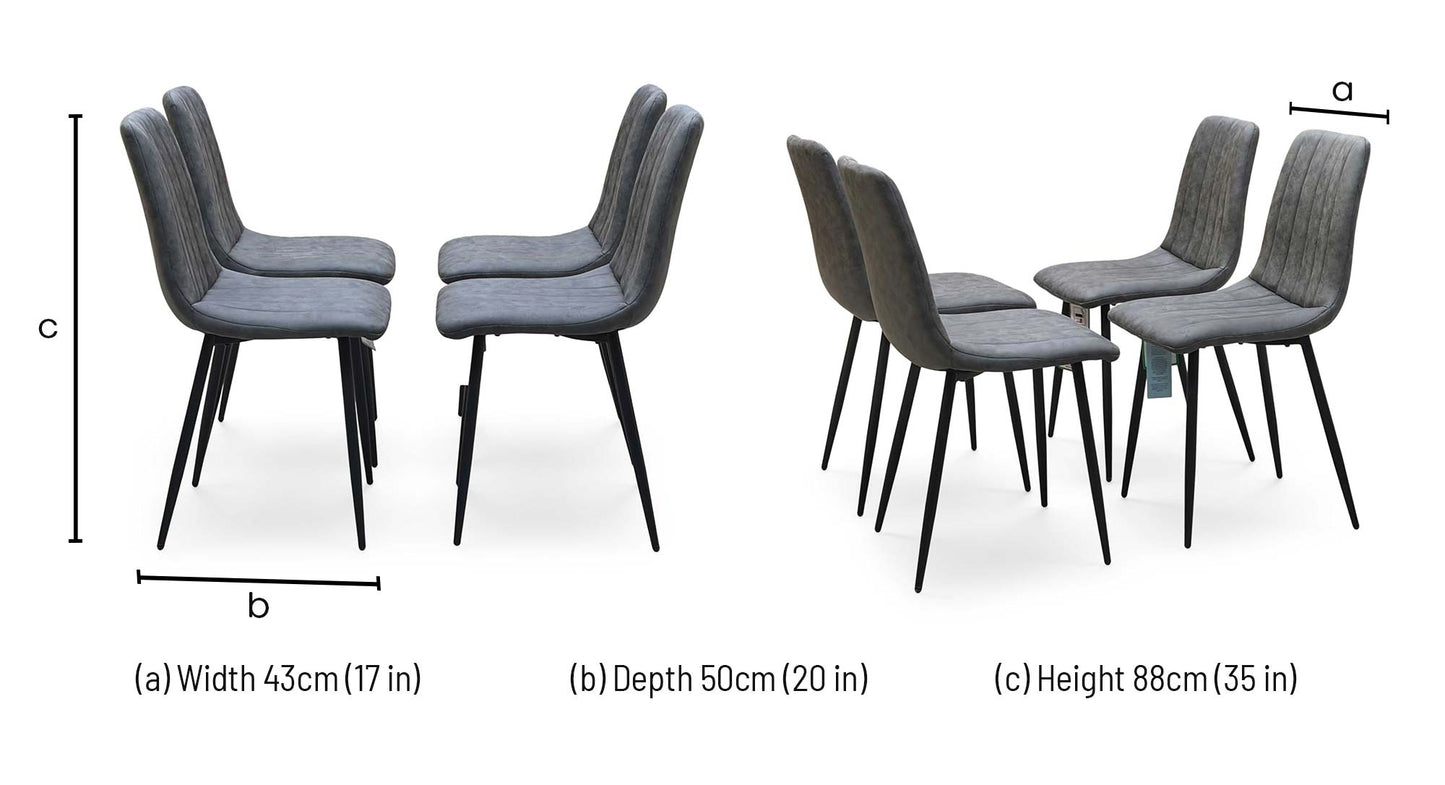 ‘Lisa’ Grey Microfibre Fabric Set of 4 Dining Chairs