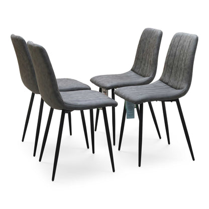 ‘Lisa’ Grey Microfibre Fabric Set of 4 Dining Chairs