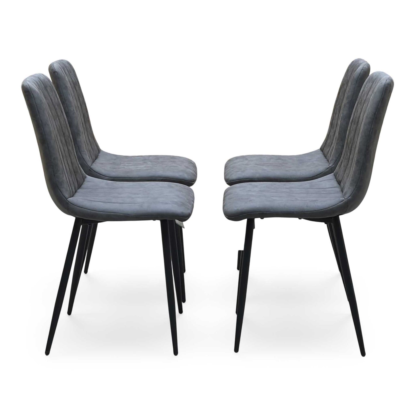 ‘Lisa’ Grey Microfibre Fabric Set of 4 Dining Chairs