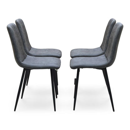 ‘Lisa’ Grey Microfibre Fabric Set of 4 Dining Chairs