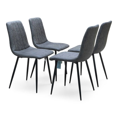 ‘Lisa’ Grey Microfibre Fabric Set of 4 Dining Chairs
