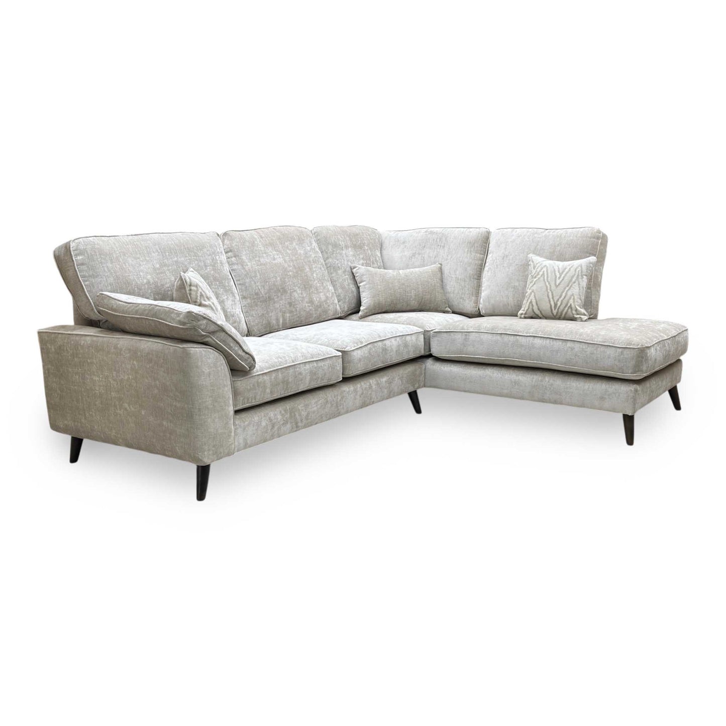‘Theodore’ Celine Husk Grey Fabric Right Hand Facing Corner Sofa