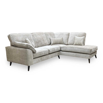 ‘Theodore’ Celine Husk Grey Fabric Right Hand Facing Corner Sofa