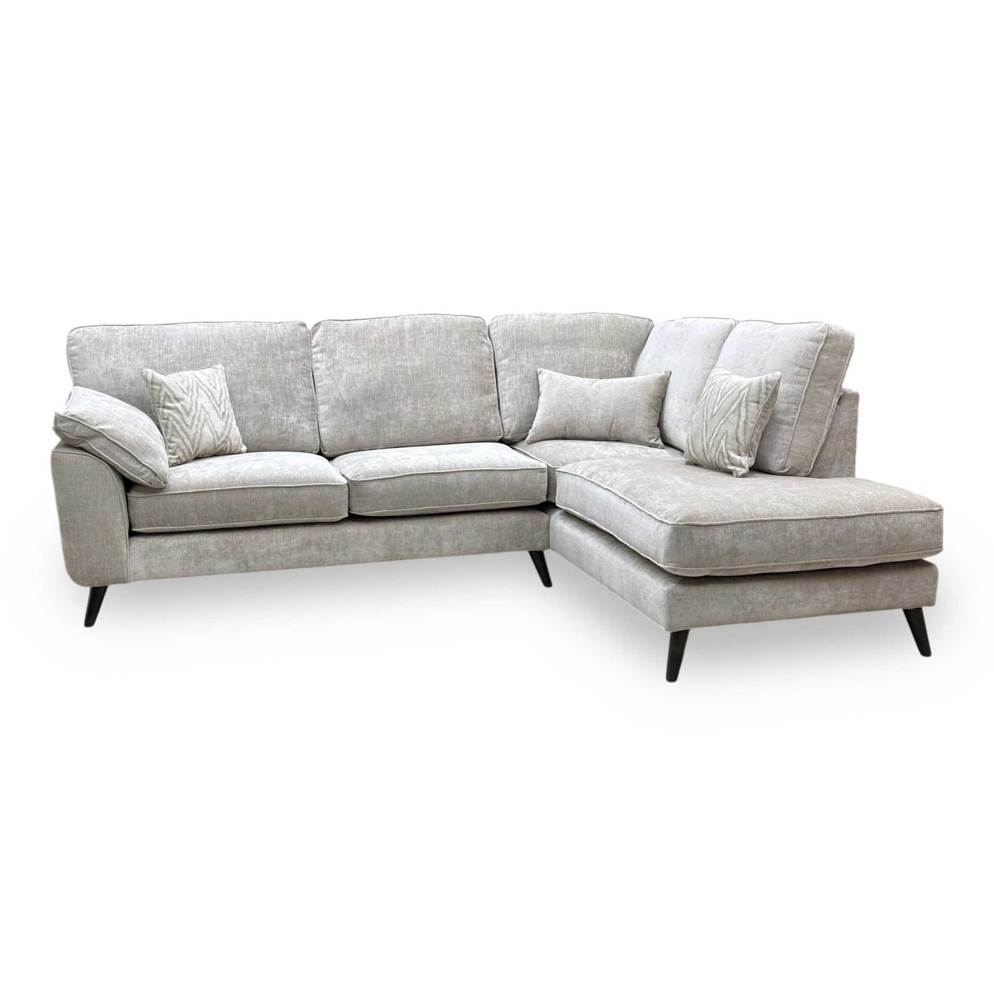 ‘Theodore’ Celine Husk Grey Fabric Right Hand Facing Corner Sofa