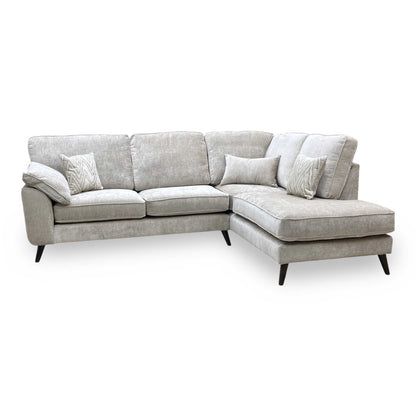 ‘Theodore’ Celine Husk Grey Fabric Right Hand Facing Corner Sofa