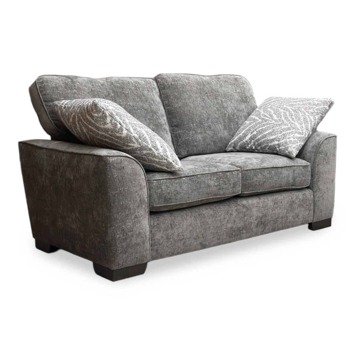 'Theodore' Meridian Charcoal Grey Chenille Fabric 2 Seater Sofa