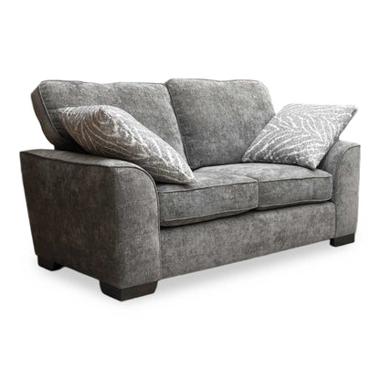 'Theodore' Meridian Charcoal Grey Chenille Fabric 2 Seater Sofa