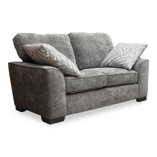 Theodore Meridian Charcoal Grey Chenille Fabric 2 Seater Sofa