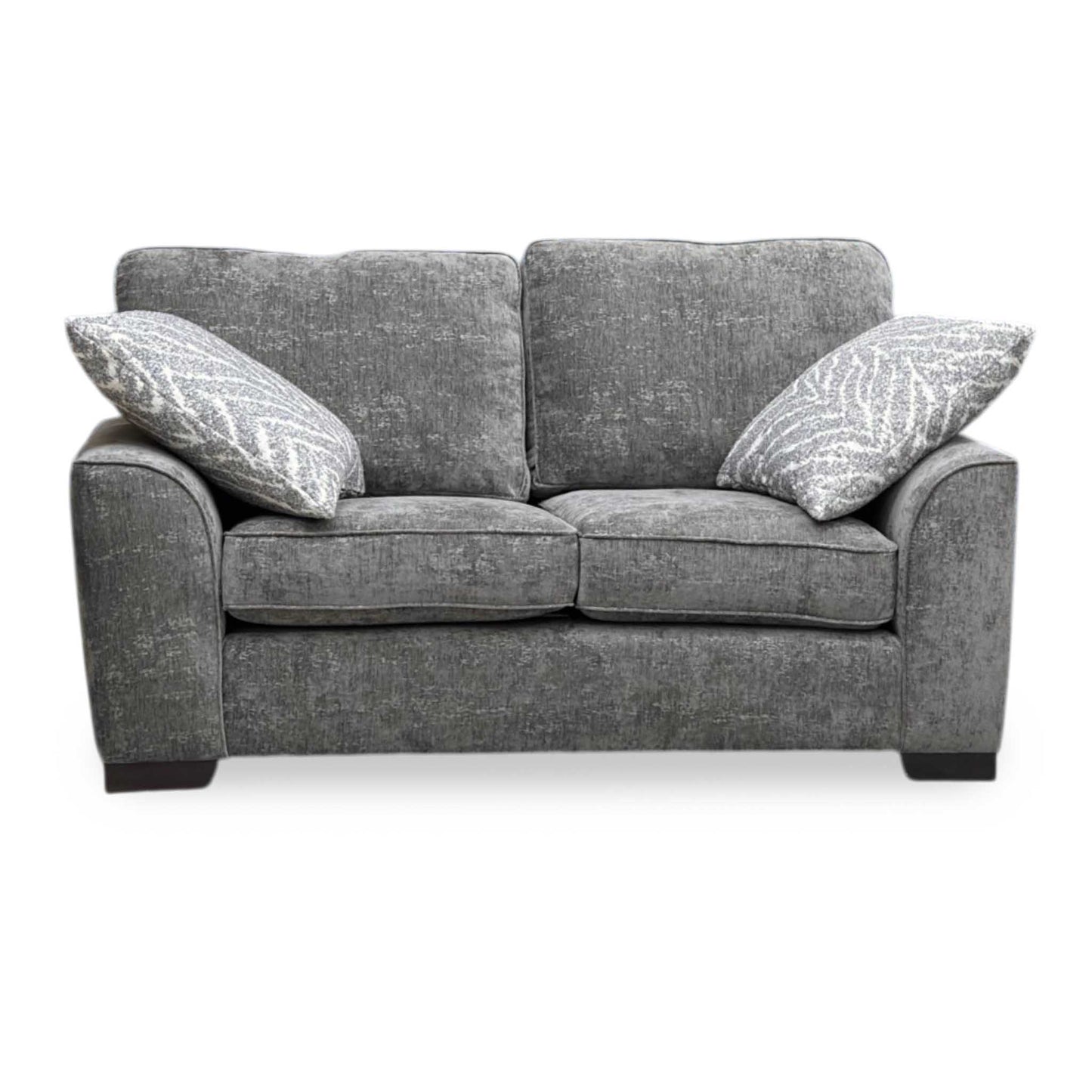 'Theodore' Meridian Charcoal Grey Chenille Fabric 2 Seater Sofa