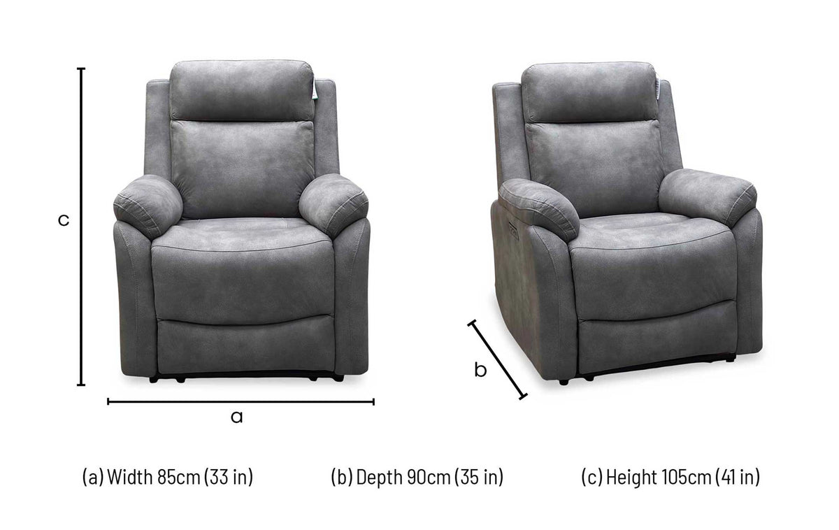 ‘Linea’ Storm Grey Microfiber Fabric 3 + 2 Seater Power Recliner with Power Armchair Sofa Set