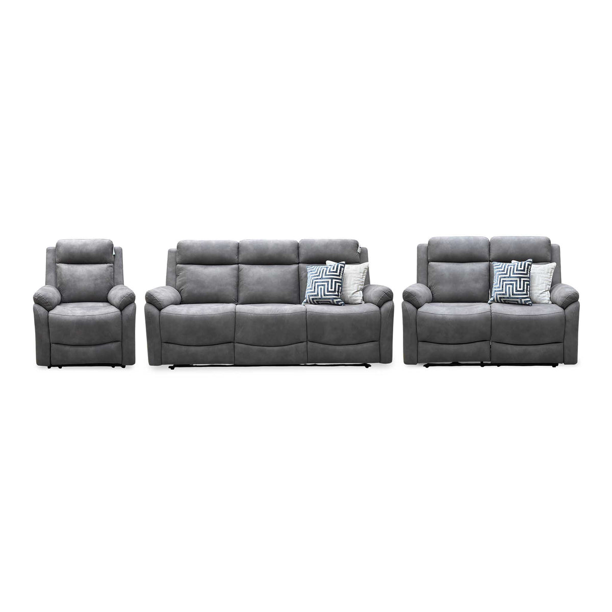 ‘Linea’ Storm Grey Microfiber Fabric 3 + 2 Seater Power Recliner with Power Armchair Sofa Set