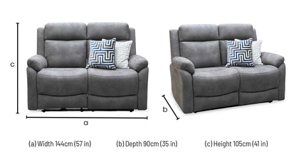 ‘Linea’ Storm Grey Microfiber Fabric 2 Seater Power Recliner Sofa