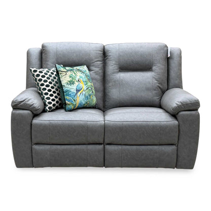 ‘Marlowe’ Grey Microfiber Fabric 2 Seater Power Recliner Sofa