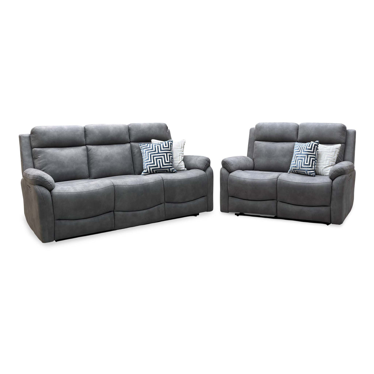 'Linea' Storm Grey Microfiber Fabric 3 + 2 Seater Power Recliner Sofa Set