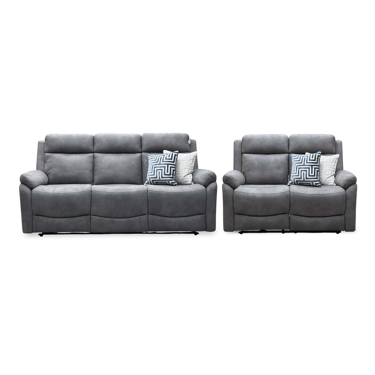 'Linea' Storm Grey Microfiber Fabric 3 + 2 Seater Power Recliner Sofa Set