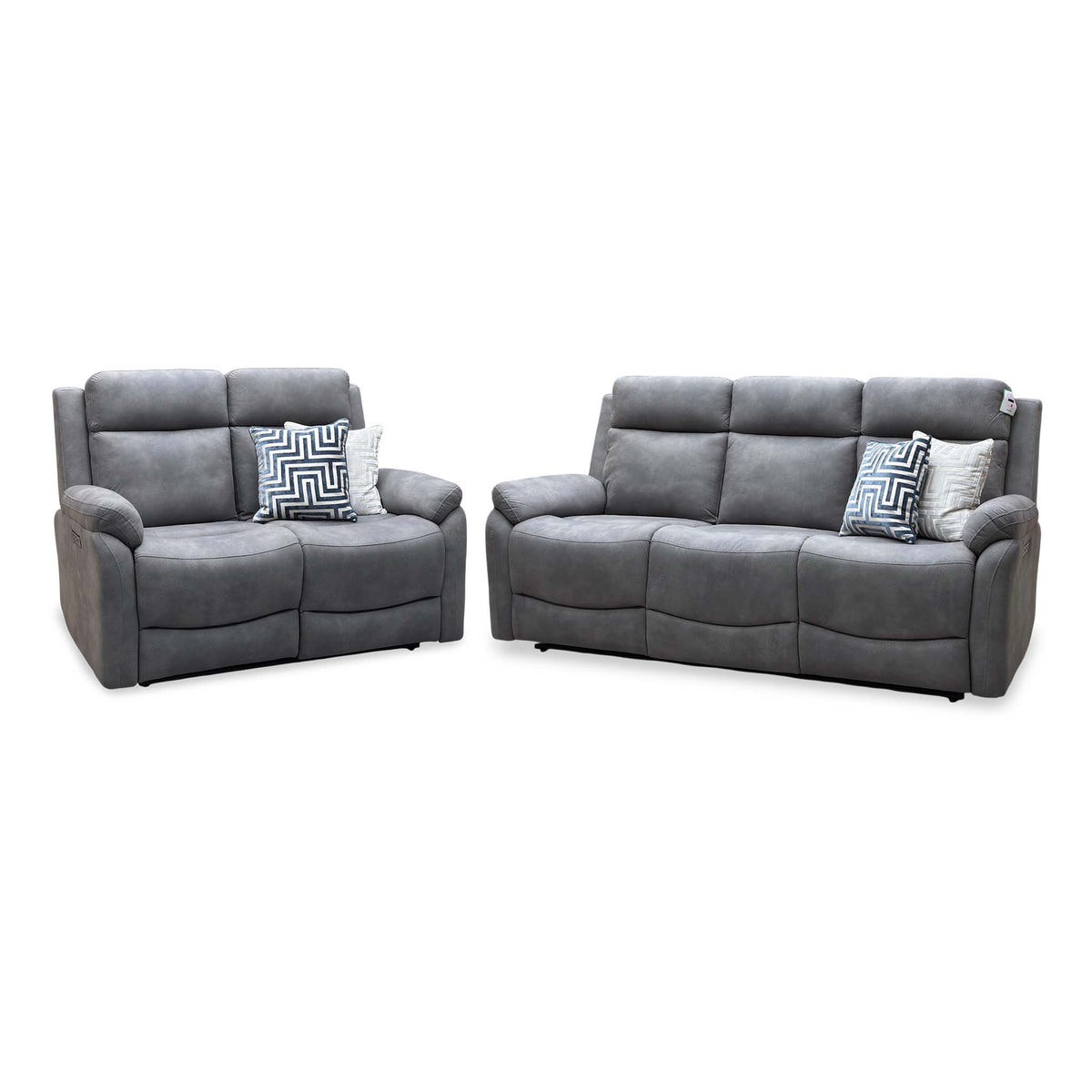 'Linea' Storm Grey Microfiber Fabric 3 + 2 Seater Power Recliner Sofa Set