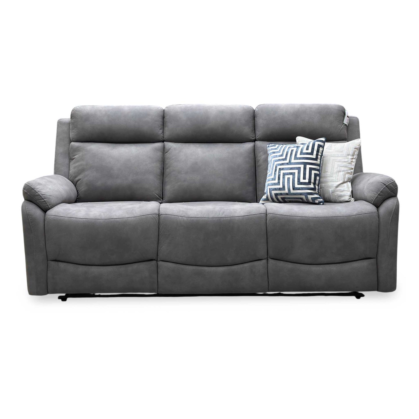‘Linea’ Storm Grey Microfiber Fabric 3 Seater Power Recliner Sofa