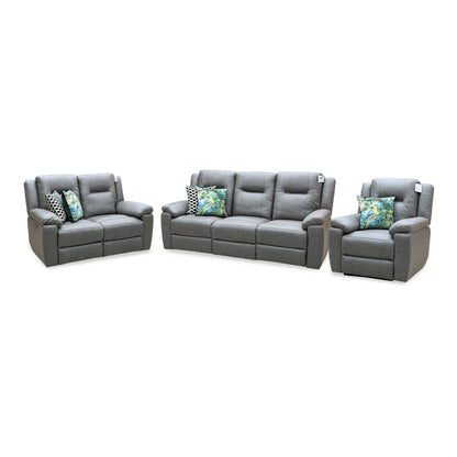 ‘Marlowe’ Grey Microfiber Fabric 3 + 2 Seater Power Recliner with Power Armchair Sofa Set