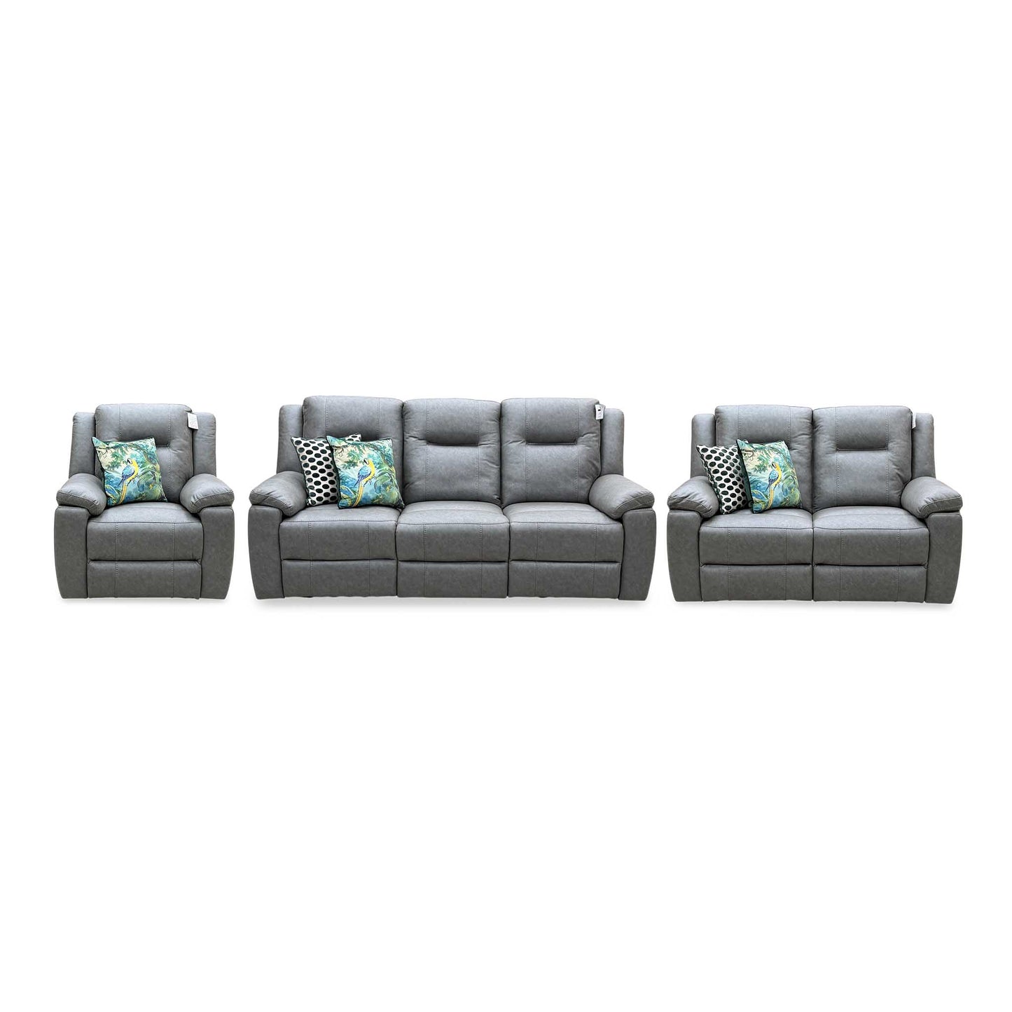 ‘Marlowe’ Grey Microfiber Fabric 3 + 2 Seater Power Recliner with Power Armchair Sofa Set