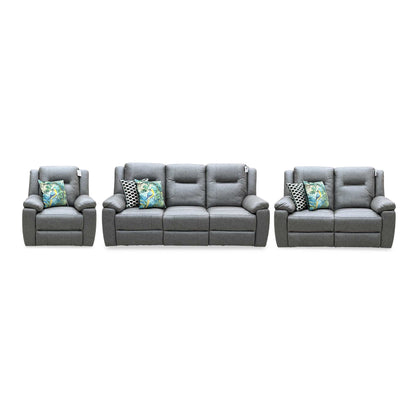 ‘Marlowe’ Grey Microfiber Fabric 3 + 2 Seater Power Recliner with Power Armchair Sofa Set