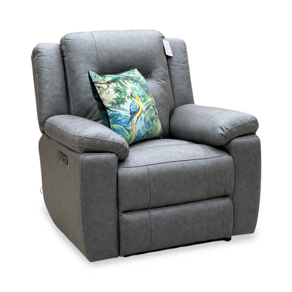 ‘Marlowe’ Grey Microfiber Fabric Power Recliner Armchair
